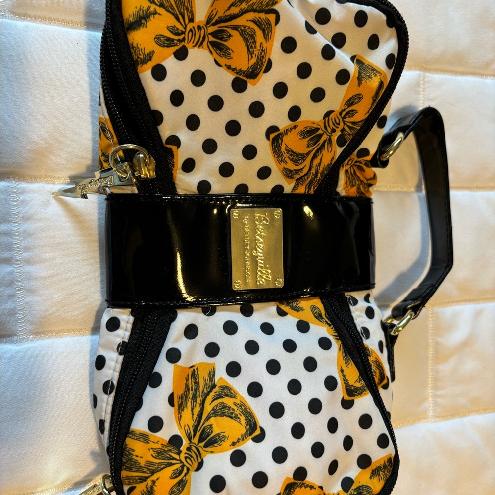 Betsey Johnson Yellow and Black Bag with Bow Design